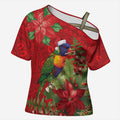 Aussie Rainbow lorikeet Cross Shoulder Shirt Aboriginal Inspired Christmas - Aussie Hoodie