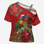 Aussie Rainbow lorikeet Cross Shoulder Shirt Aboriginal Inspired Christmas - Aussie Hoodie