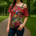 Aussie Rainbow lorikeet Cross Shoulder Shirt Aboriginal Inspired Christmas - Aussie Hoodie
