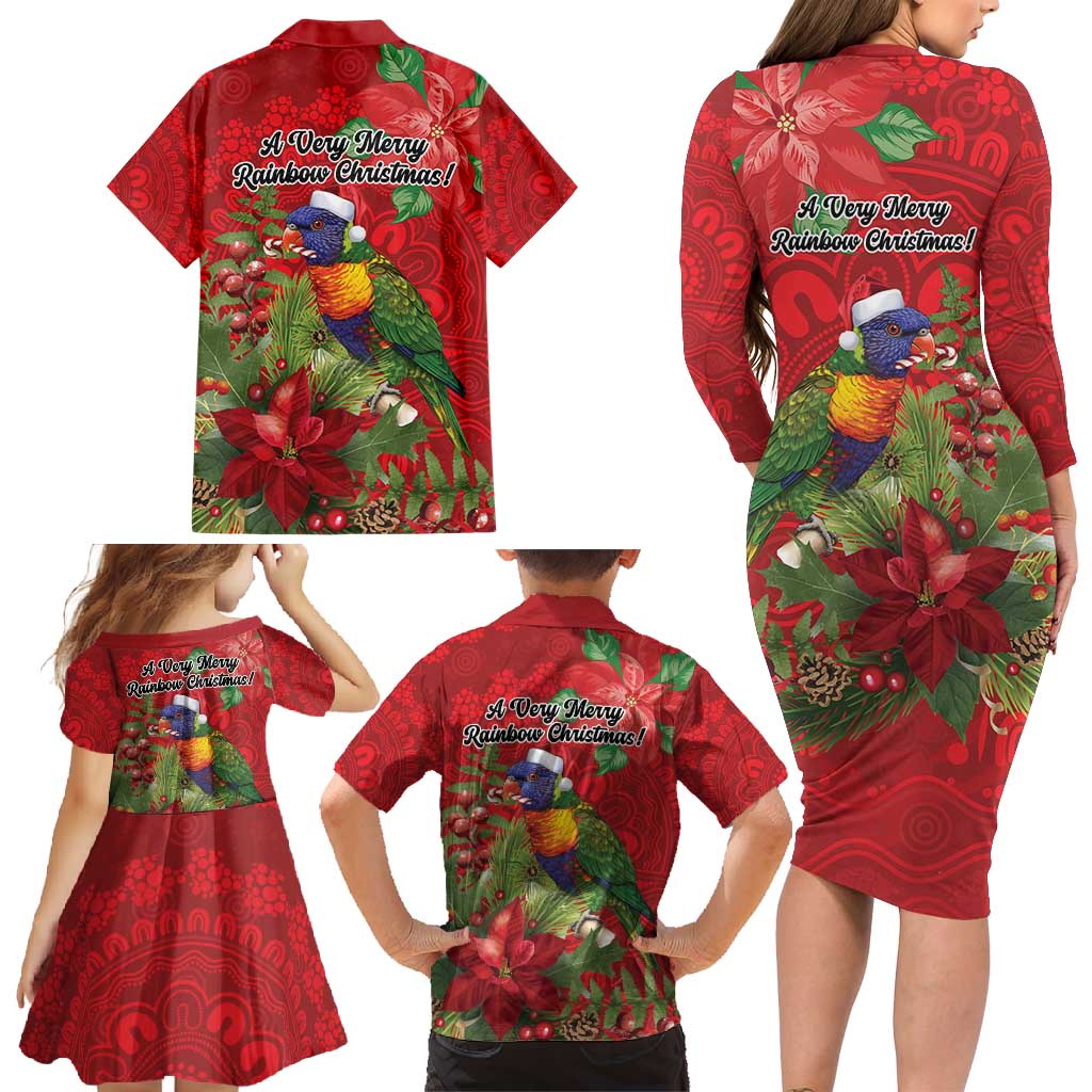 Aussie Rainbow lorikeet Family Matching Long Sleeve Bodycon Dress and Hawaiian Shirt Aboriginal Inspired Christmas - Aussie Hoodie