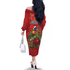 Aussie Rainbow lorikeet Family Matching Off The Shoulder Long Sleeve Dress and Hawaiian Shirt Aboriginal Inspired Christmas - Aussie Hoodie