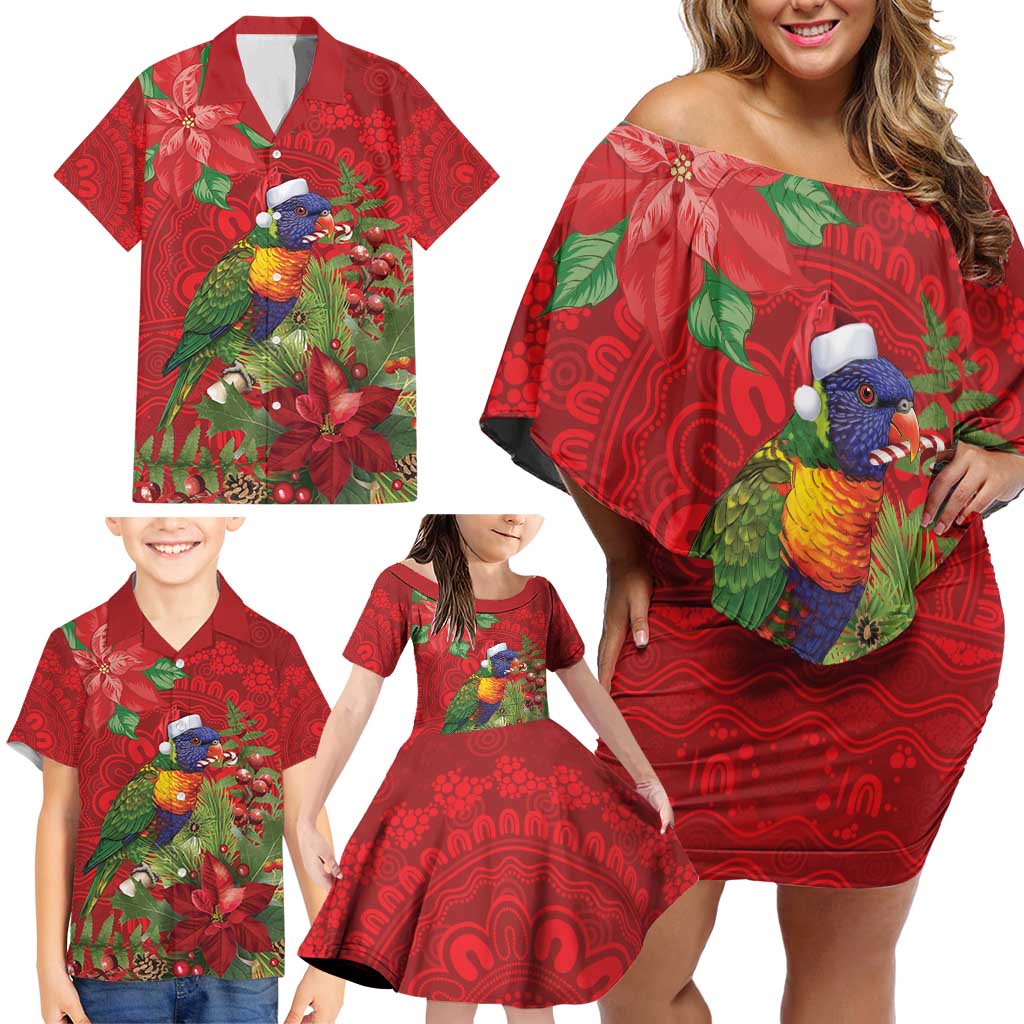 Aussie Rainbow lorikeet Family Matching Off Shoulder Short Dress and Hawaiian Shirt Aboriginal Inspired Christmas - Aussie Hoodie