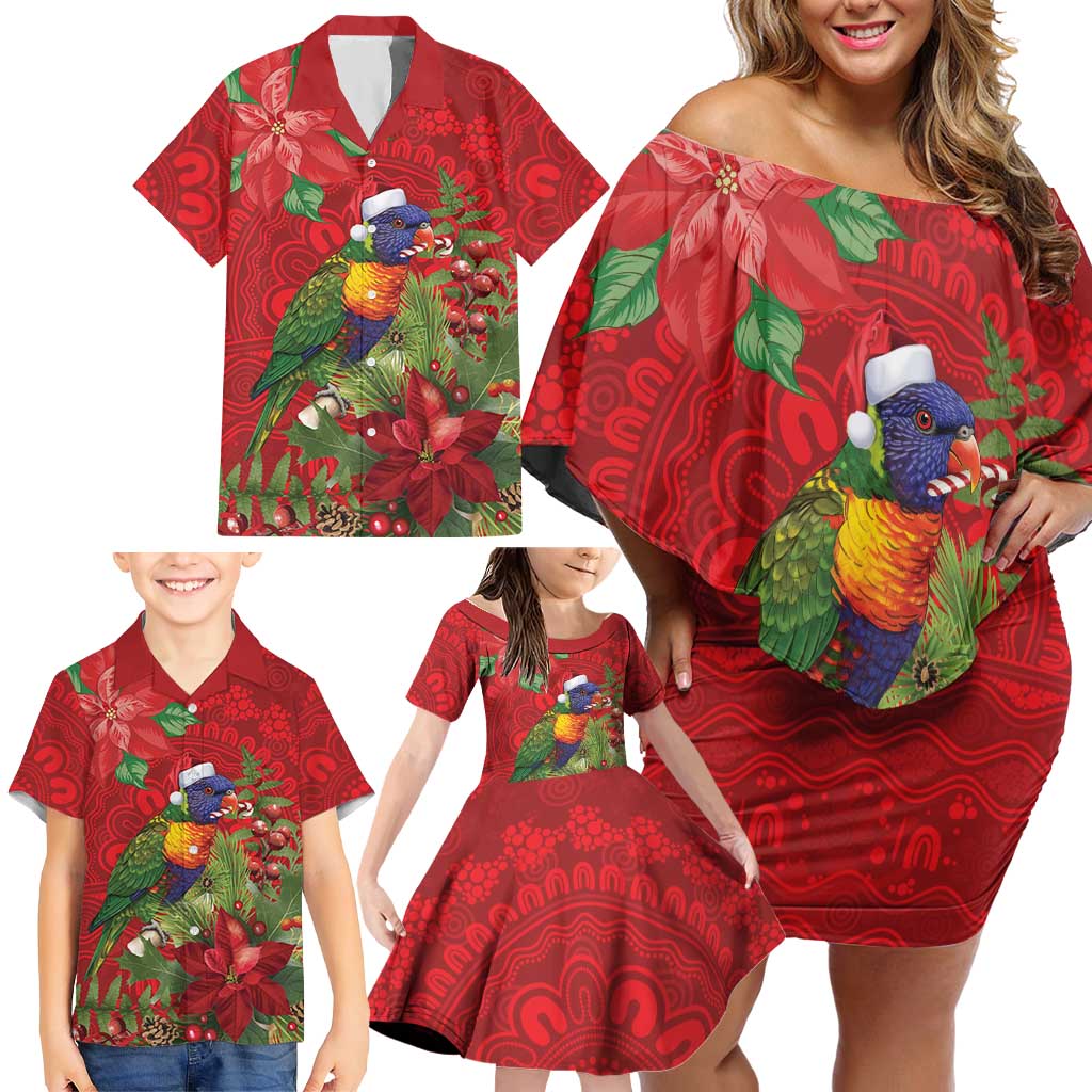 Aussie Rainbow lorikeet Family Matching Off Shoulder Short Dress and Hawaiian Shirt Aboriginal Inspired Christmas - Aussie Hoodie