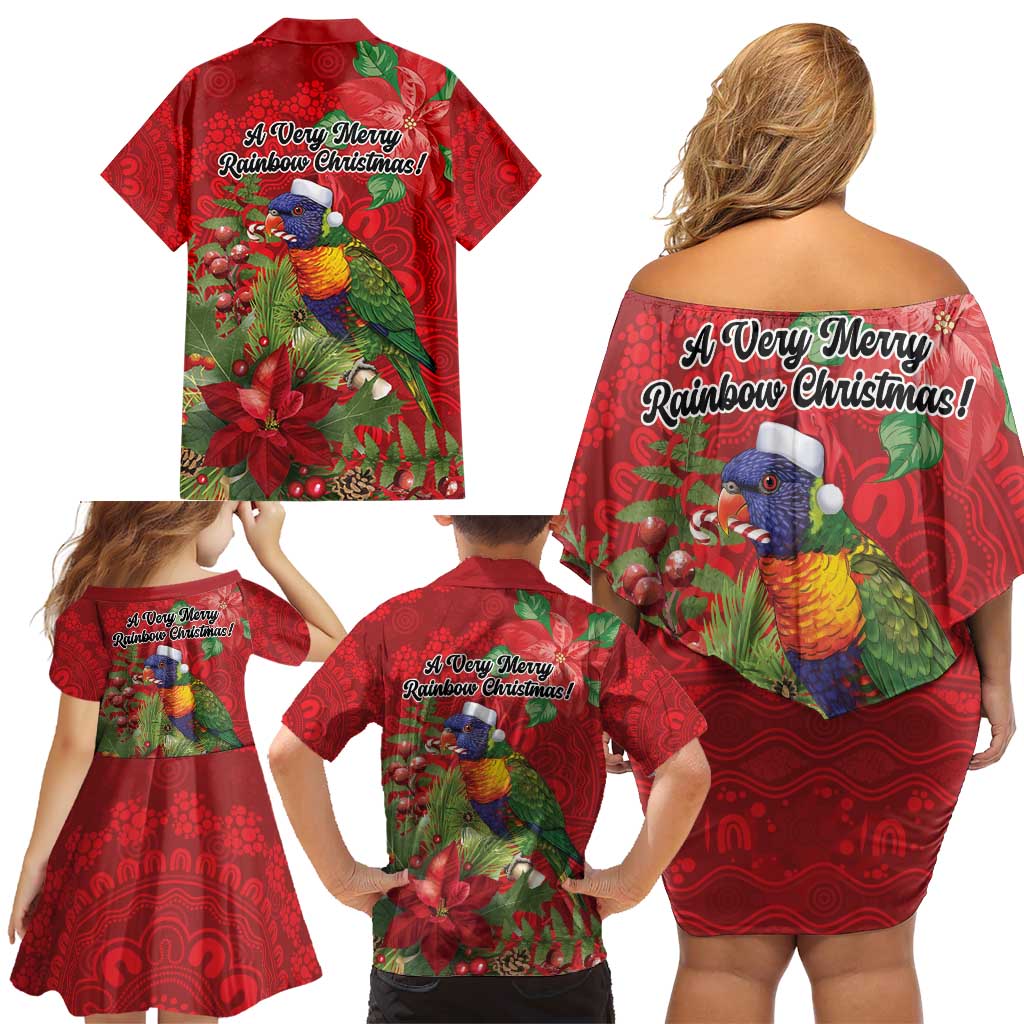Aussie Rainbow lorikeet Family Matching Off Shoulder Short Dress and Hawaiian Shirt Aboriginal Inspired Christmas - Aussie Hoodie