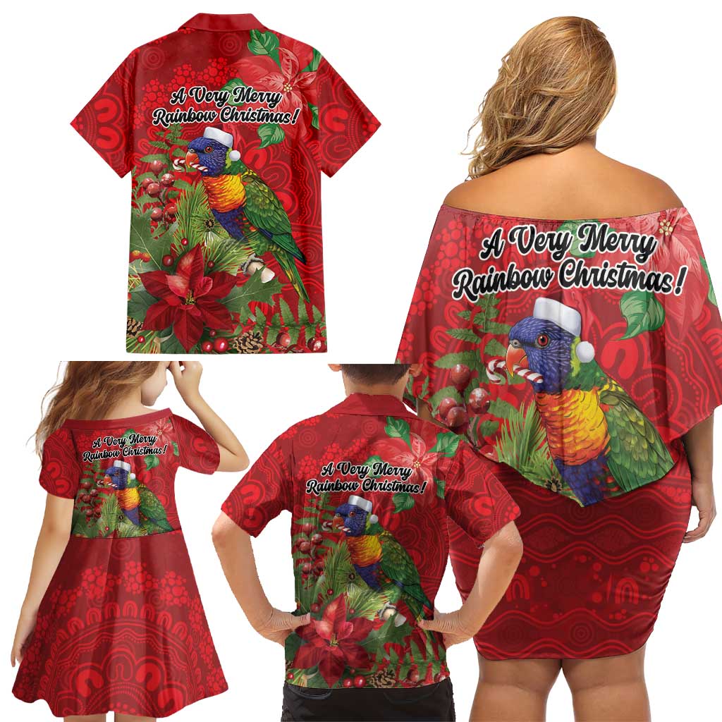 Aussie Rainbow lorikeet Family Matching Off Shoulder Short Dress and Hawaiian Shirt Aboriginal Inspired Christmas - Aussie Hoodie