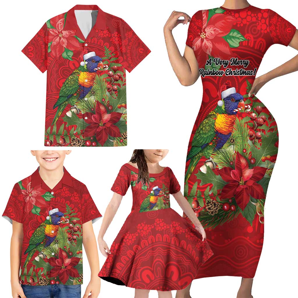 Aussie Rainbow lorikeet Family Matching Short Sleeve Bodycon Dress and Hawaiian Shirt Aboriginal Inspired Christmas - Aussie Hoodie