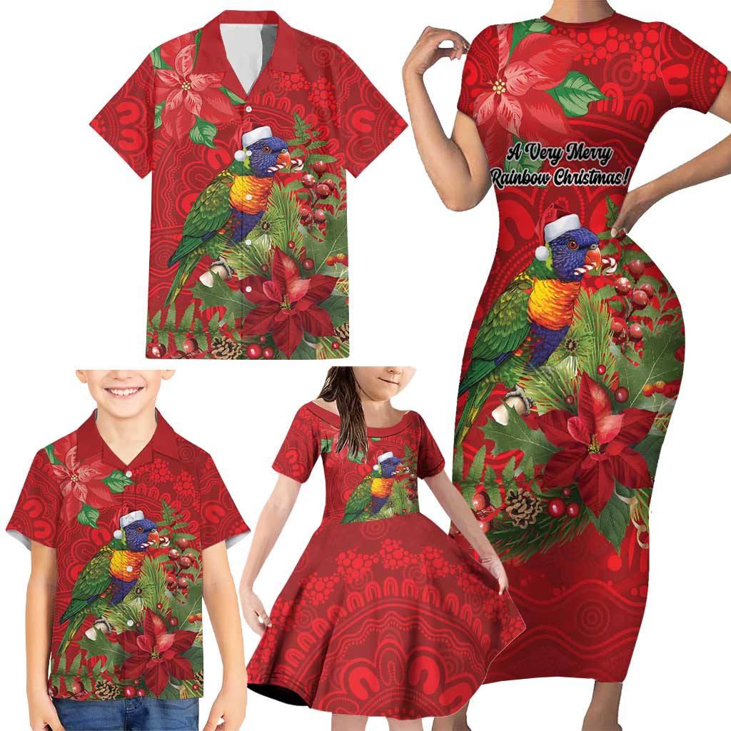 Aussie Rainbow lorikeet Family Matching Short Sleeve Bodycon Dress and Hawaiian Shirt Aboriginal Inspired Christmas - Aussie Hoodie