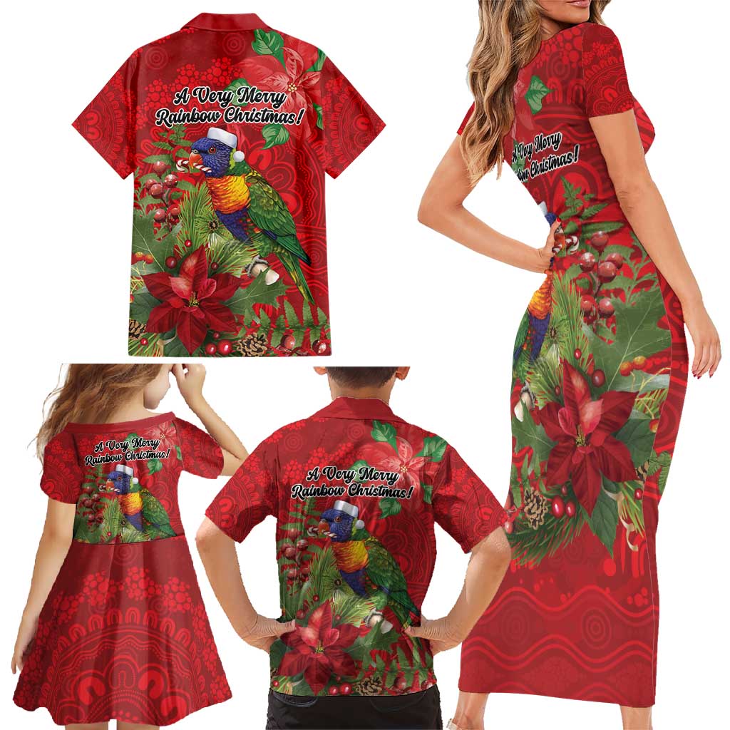 Aussie Rainbow lorikeet Family Matching Short Sleeve Bodycon Dress and Hawaiian Shirt Aboriginal Inspired Christmas - Aussie Hoodie