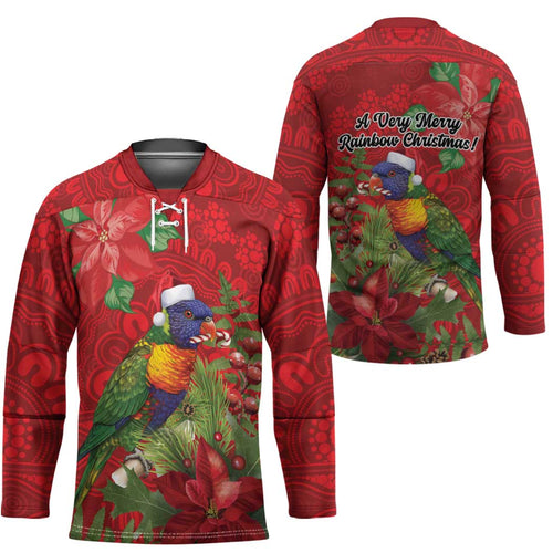 Aussie Rainbow lorikeet Hockey Jersey Aboriginal Inspired Christmas - Aussie Hoodie