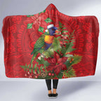 Aussie Rainbow lorikeet Hooded Blanket Aboriginal Inspired Christmas - Aussie Hoodie