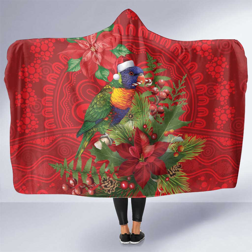 Aussie Rainbow lorikeet Hooded Blanket Aboriginal Inspired Christmas - Aussie Hoodie