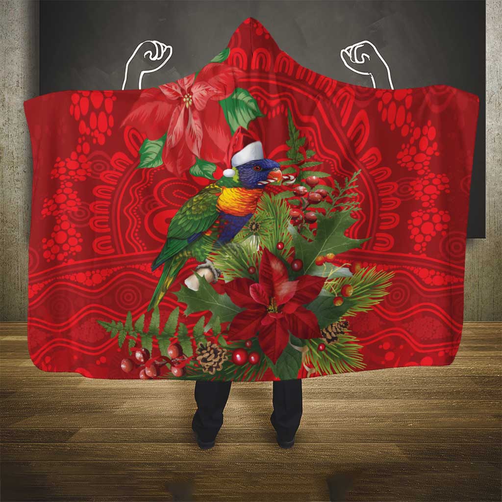 Aussie Rainbow lorikeet Hooded Blanket Aboriginal Inspired Christmas - Aussie Hoodie