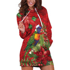 Aussie Rainbow lorikeet Hoodie Dress Aboriginal Inspired Christmas - Aussie Hoodie