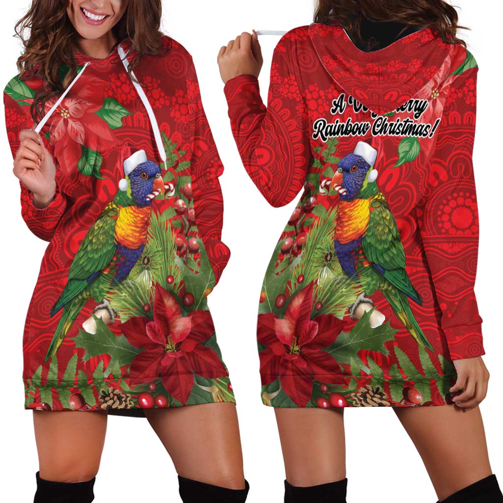 Aussie Rainbow lorikeet Hoodie Dress Aboriginal Inspired Christmas - Aussie Hoodie