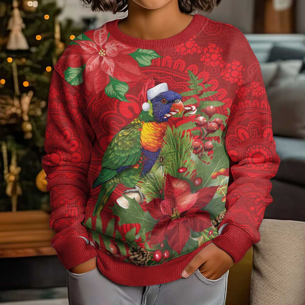 Aussie Rainbow lorikeet Kid Ugly Christmas Sweater Aboriginal Inspired Christmas - Aussie Hoodie