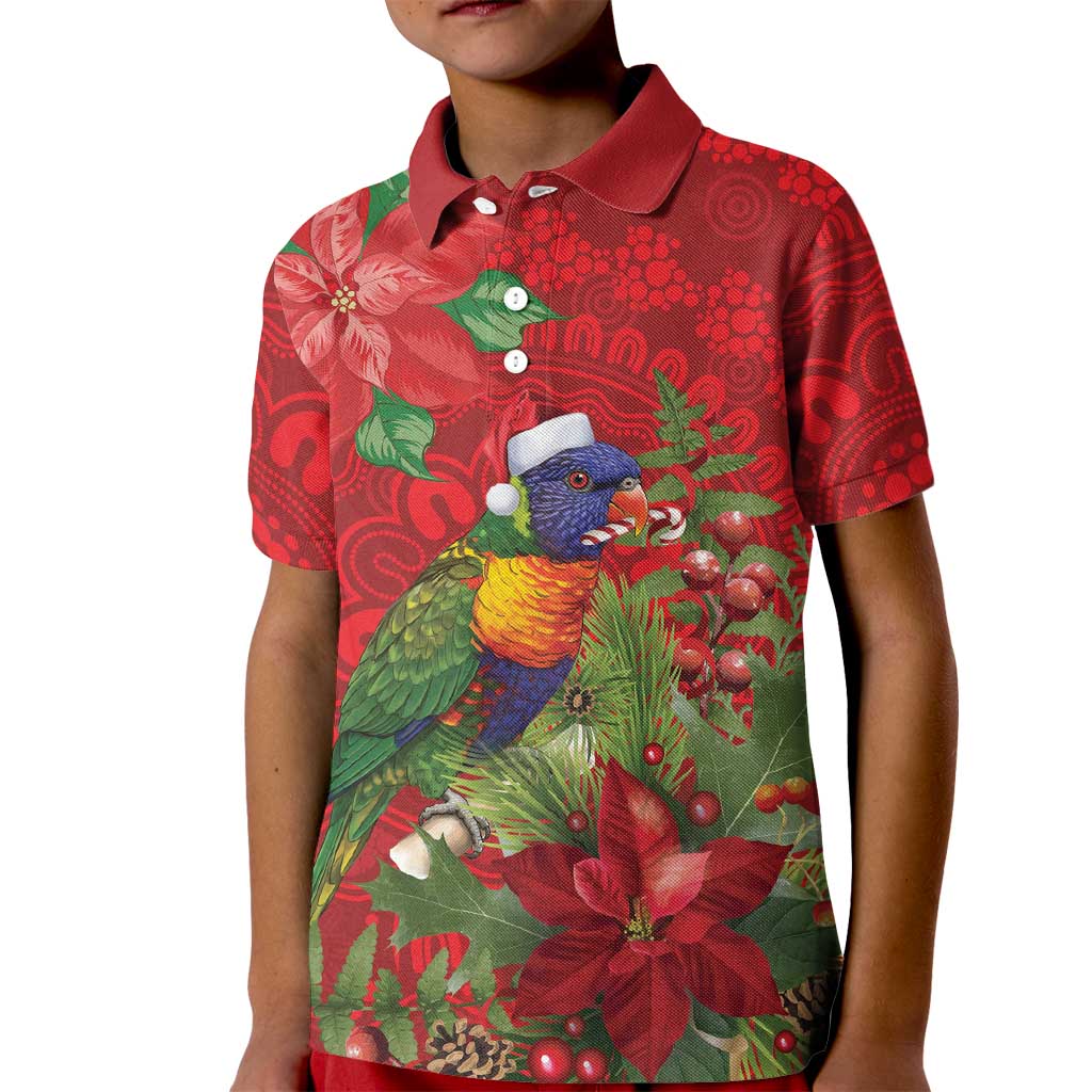 Aussie Rainbow lorikeet Kid Polo Shirt Aboriginal Inspired Christmas - Aussie Hoodie