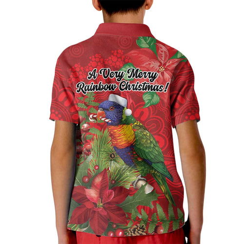 Aussie Rainbow lorikeet Kid Polo Shirt Aboriginal Inspired Christmas - Aussie Hoodie