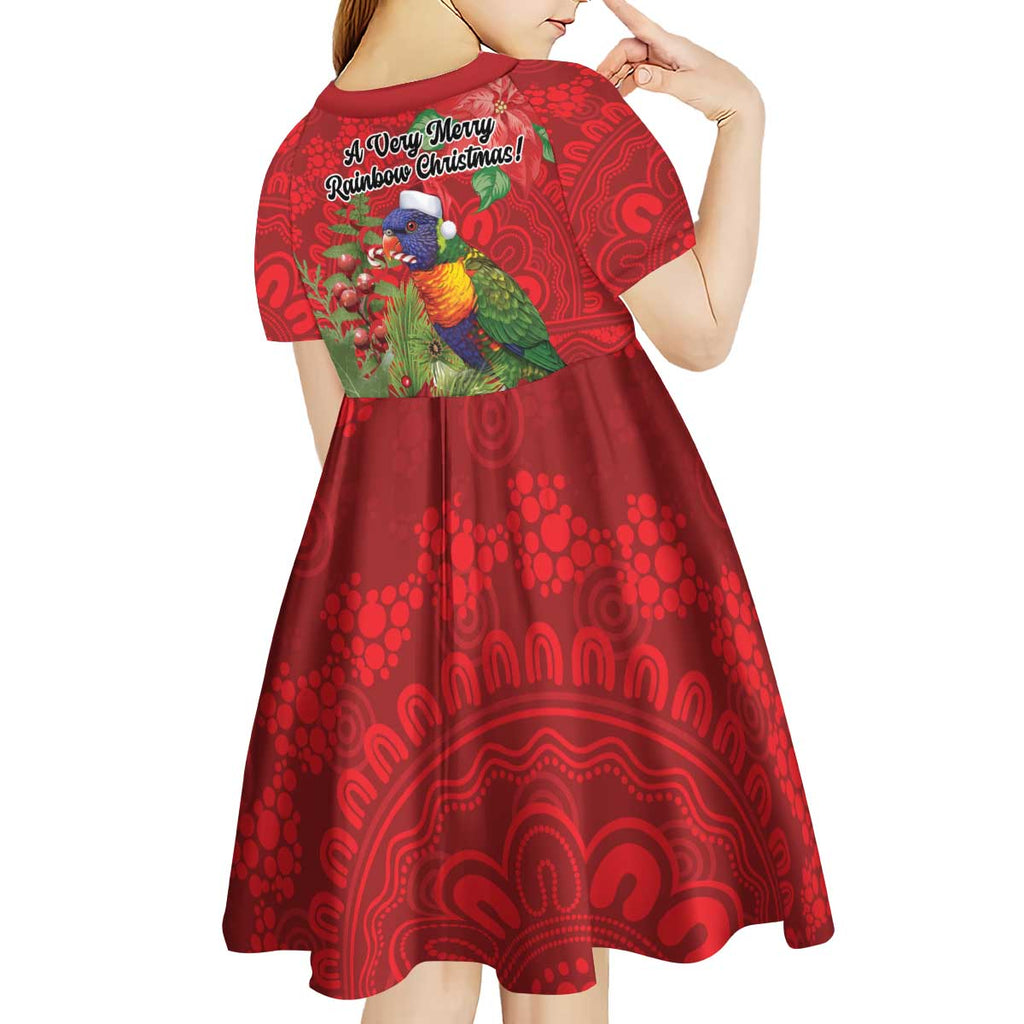 Aussie Rainbow lorikeet Kid Short Sleeve Dress Aboriginal Inspired Christmas - Aussie Hoodie