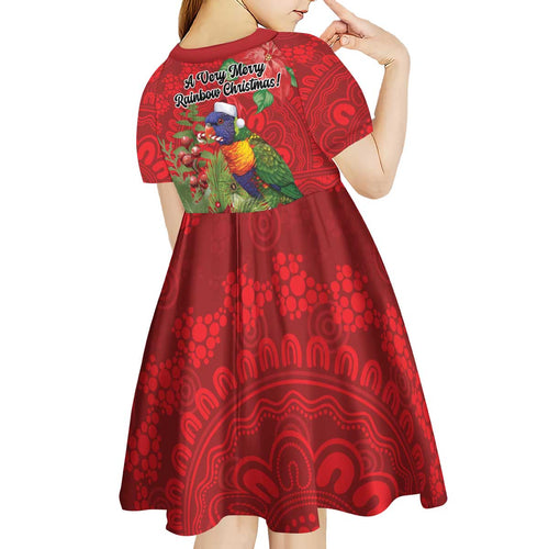 Aussie Rainbow lorikeet Kid Short Sleeve Dress Aboriginal Inspired Christmas - Aussie Hoodie