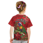 Aussie Rainbow lorikeet Kid T Shirt Aboriginal Inspired Christmas - Aussie Hoodie