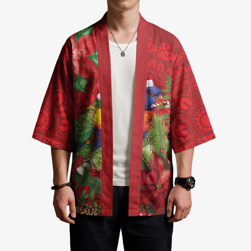 Aussie Rainbow lorikeet Kimono Aboriginal Inspired Christmas - Aussie Hoodie
