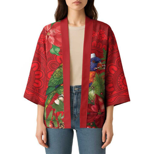 Aussie Rainbow lorikeet Kimono Aboriginal Inspired Christmas - Aussie Hoodie