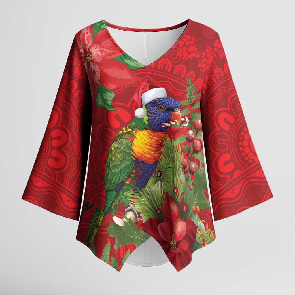 Aussie Rainbow lorikeet Kimono Sleeve Blouse Aboriginal Inspired Christmas - Aussie Hoodie