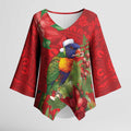 Aussie Rainbow lorikeet Kimono Sleeve Blouse Aboriginal Inspired Christmas - Aussie Hoodie