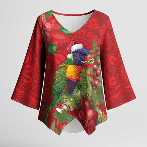 Aussie Rainbow lorikeet Kimono Sleeve Blouse Aboriginal Inspired Christmas - Aussie Hoodie