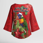 Aussie Rainbow lorikeet Kimono Sleeve Blouse Aboriginal Inspired Christmas - Aussie Hoodie