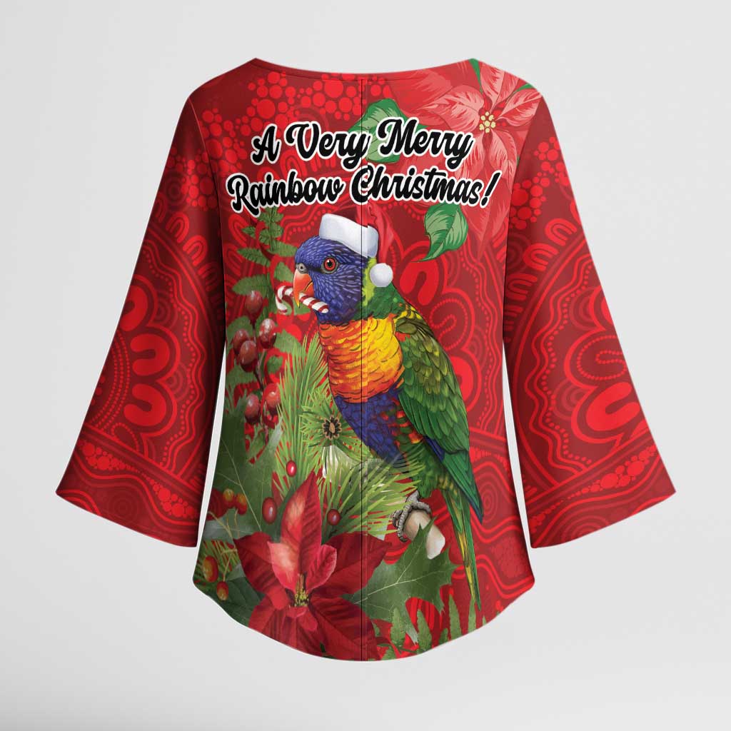 Aussie Rainbow lorikeet Kimono Sleeve Blouse Aboriginal Inspired Christmas - Aussie Hoodie