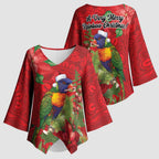 Aussie Rainbow lorikeet Kimono Sleeve Blouse Aboriginal Inspired Christmas - Aussie Hoodie