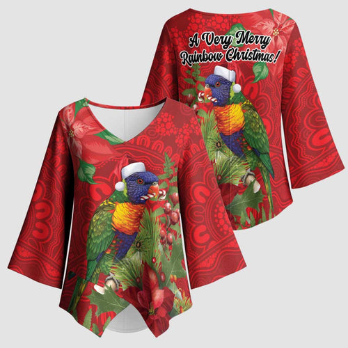 Aussie Rainbow lorikeet Kimono Sleeve Blouse Aboriginal Inspired Christmas - Aussie Hoodie