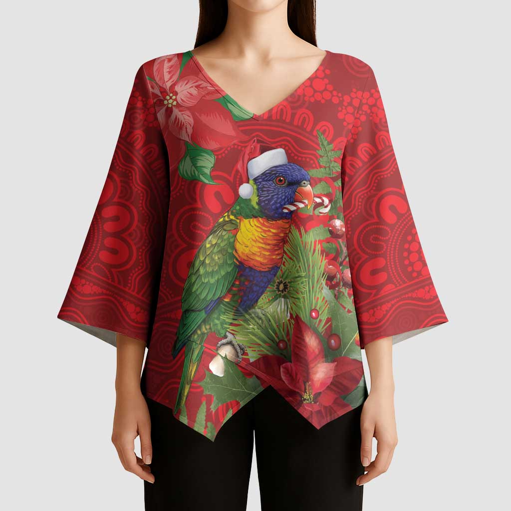 Aussie Rainbow lorikeet Kimono Sleeve Blouse Aboriginal Inspired Christmas - Aussie Hoodie