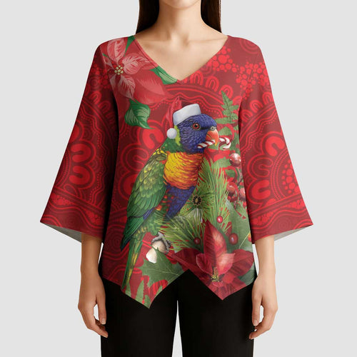 Aussie Rainbow lorikeet Kimono Sleeve Blouse Aboriginal Inspired Christmas - Aussie Hoodie