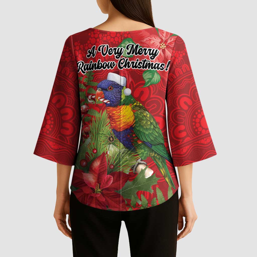 Aussie Rainbow lorikeet Kimono Sleeve Blouse Aboriginal Inspired Christmas - Aussie Hoodie