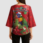 Aussie Rainbow lorikeet Kimono Sleeve Blouse Aboriginal Inspired Christmas - Aussie Hoodie