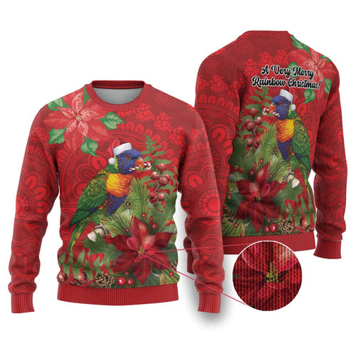 Aussie Rainbow lorikeet Ugly Christmas Sweater Aboriginal Inspired Christmas - Aussie Hoodie