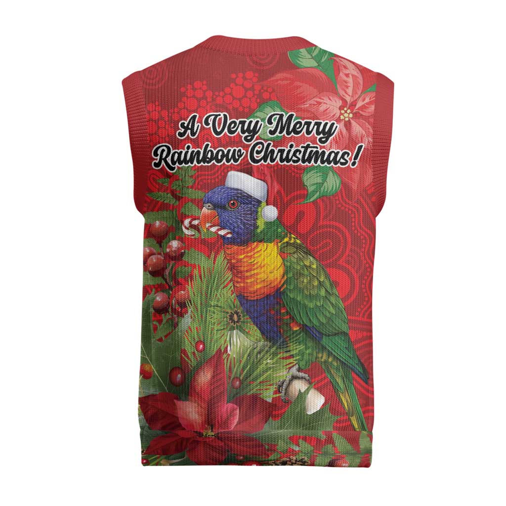 Aussie Rainbow lorikeet Christmas Knitted V-Neck Vest Aboriginal Inspired Christmas - Aussie Hoodie