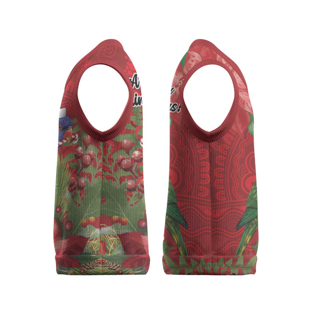 Aussie Rainbow lorikeet Christmas Knitted V-Neck Vest Aboriginal Inspired Christmas - Aussie Hoodie