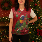 Aussie Rainbow lorikeet Christmas Knitted V-Neck Vest Aboriginal Inspired Christmas - Aussie Hoodie
