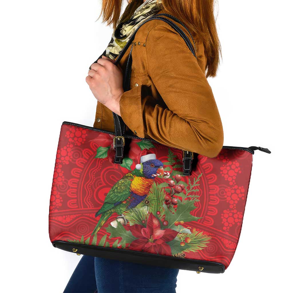Aussie Rainbow lorikeet Leather Tote Bag Aboriginal Inspired Christmas - Aussie Hoodie