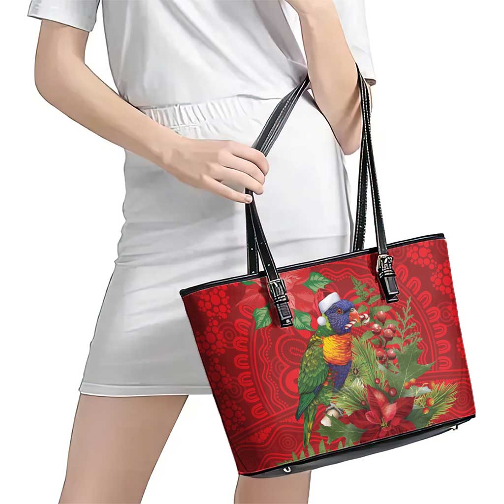 Aussie Rainbow lorikeet Leather Tote Bag Aboriginal Inspired Christmas - Aussie Hoodie