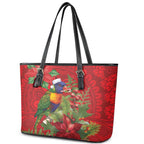 Aussie Rainbow lorikeet Leather Tote Bag Aboriginal Inspired Christmas - Aussie Hoodie