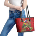 Aussie Rainbow lorikeet Leather Tote Bag Aboriginal Inspired Christmas - Aussie Hoodie