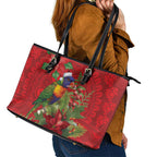 Aussie Rainbow lorikeet Leather Tote Bag Aboriginal Inspired Christmas - Aussie Hoodie
