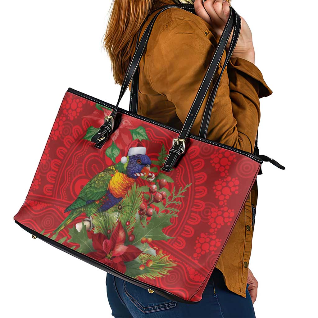 Aussie Rainbow lorikeet Leather Tote Bag Aboriginal Inspired Christmas - Aussie Hoodie