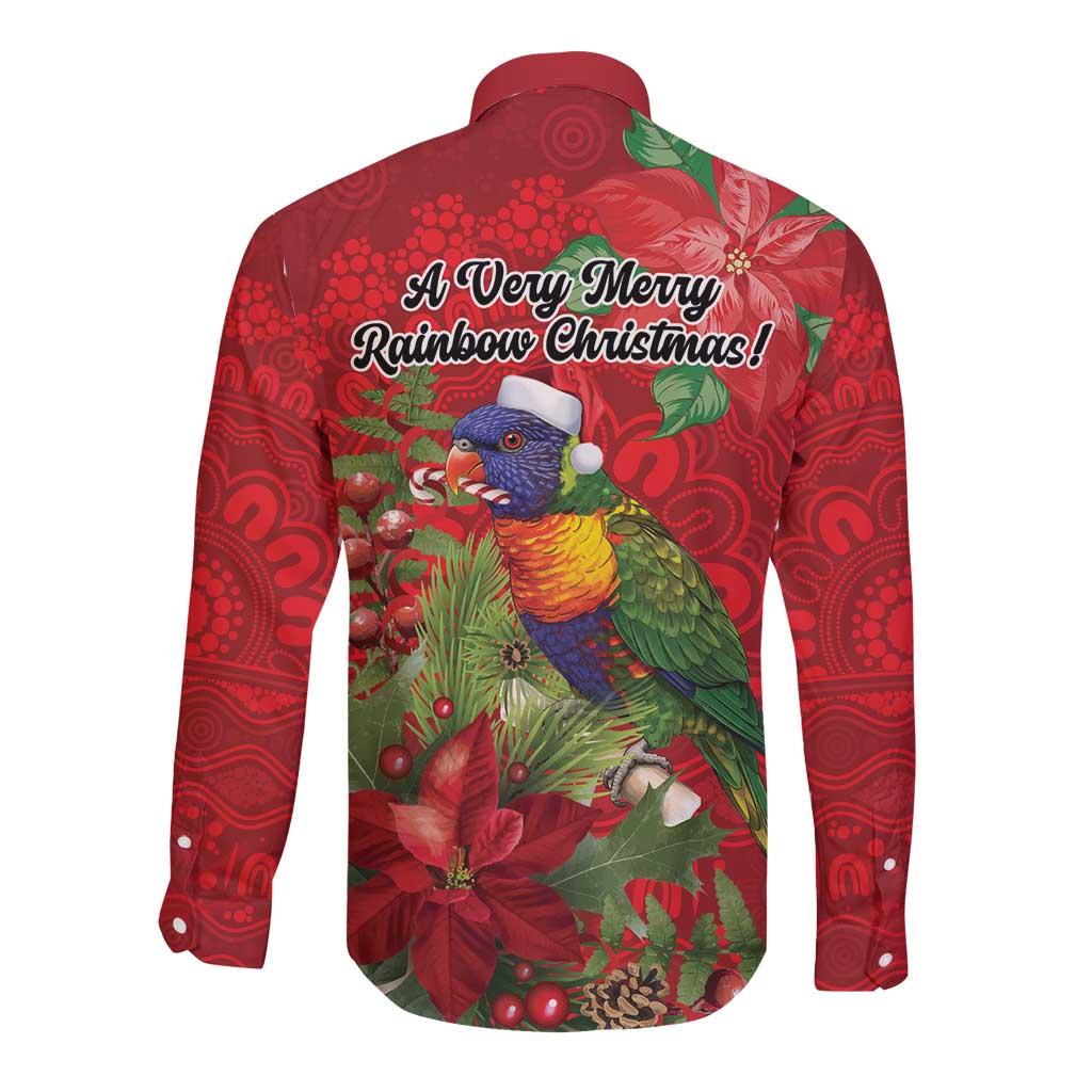 Aussie Rainbow lorikeet Long Sleeve Button Shirt Aboriginal Inspired Christmas - Aussie Hoodie