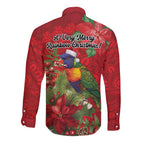 Aussie Rainbow lorikeet Long Sleeve Button Shirt Aboriginal Inspired Christmas - Aussie Hoodie