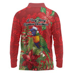 Aussie Rainbow lorikeet Long Sleeve Polo Shirt Aboriginal Inspired Christmas - Aussie Hoodie